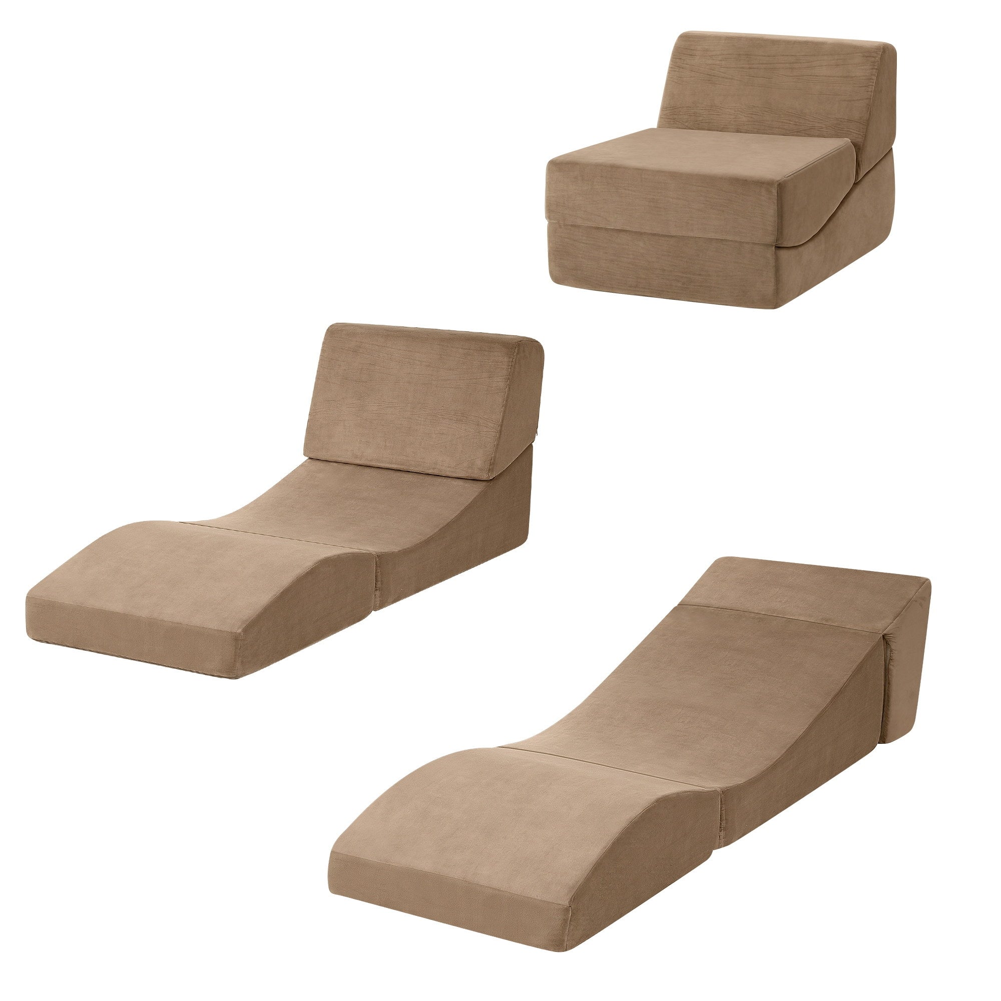 Artiss Folding Sofa Bed Convertible Armless Foam Floor Futon Lounger Couch Brown SB-B-FOLD-BR