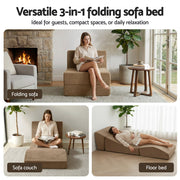 Artiss Folding Sofa Bed Convertible Armless Foam Floor Futon Lounger Couch Brown SB-B-FOLD-BR