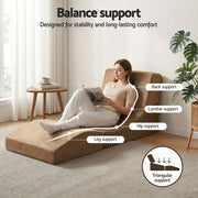 Artiss Folding Sofa Bed Convertible Armless Foam Floor Futon Lounger Couch Brown SB-B-FOLD-BR