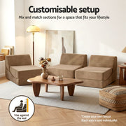 Artiss Folding Sofa Bed Convertible Armless Foam Floor Futon Lounger Couch Brown SB-B-FOLD-BR