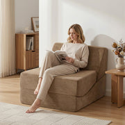 Artiss Folding Sofa Bed Convertible Armless Foam Floor Futon Lounger Couch Brown SB-B-FOLD-BR