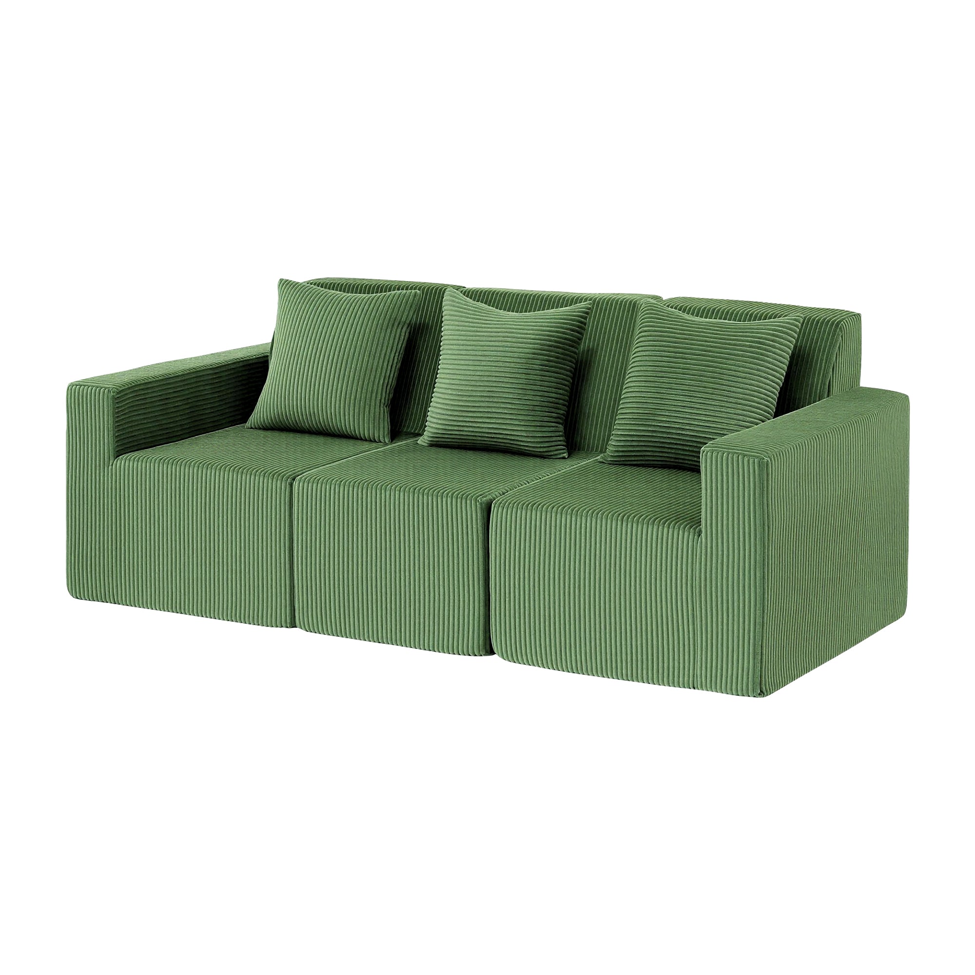 Artiss Modular 3-Seater Sofa Bed Convertible Sectional Floor Couch with Deep Seat SB-B-SOFA-3SEAT-GN