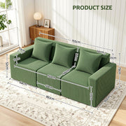Artiss Modular 3-Seater Sofa Bed Convertible Sectional Floor Couch with Deep Seat SB-B-SOFA-3SEAT-GN