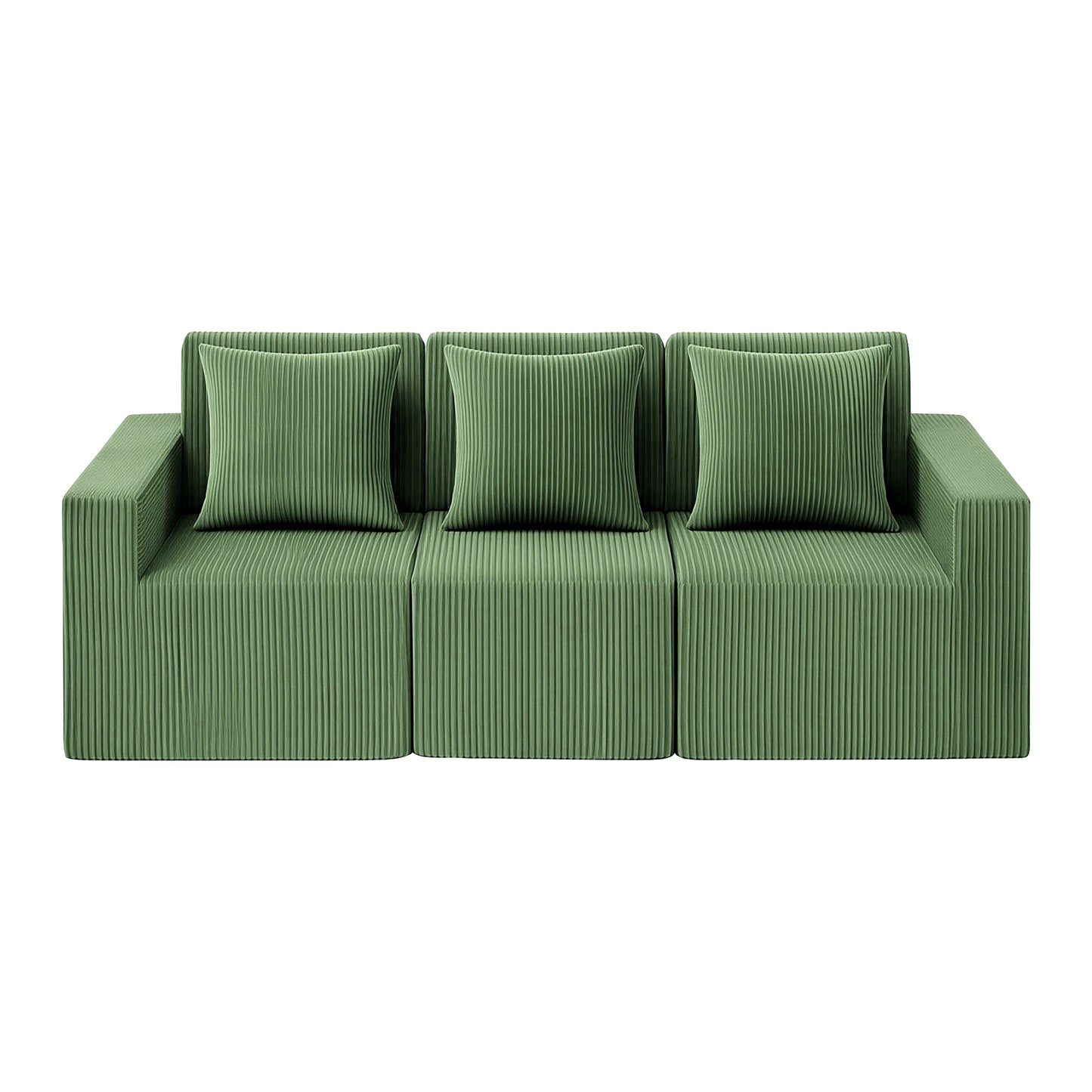 Artiss Modular 3-Seater Sofa Bed Convertible Sectional Floor Couch with Deep Seat SB-B-SOFA-3SEAT-GN