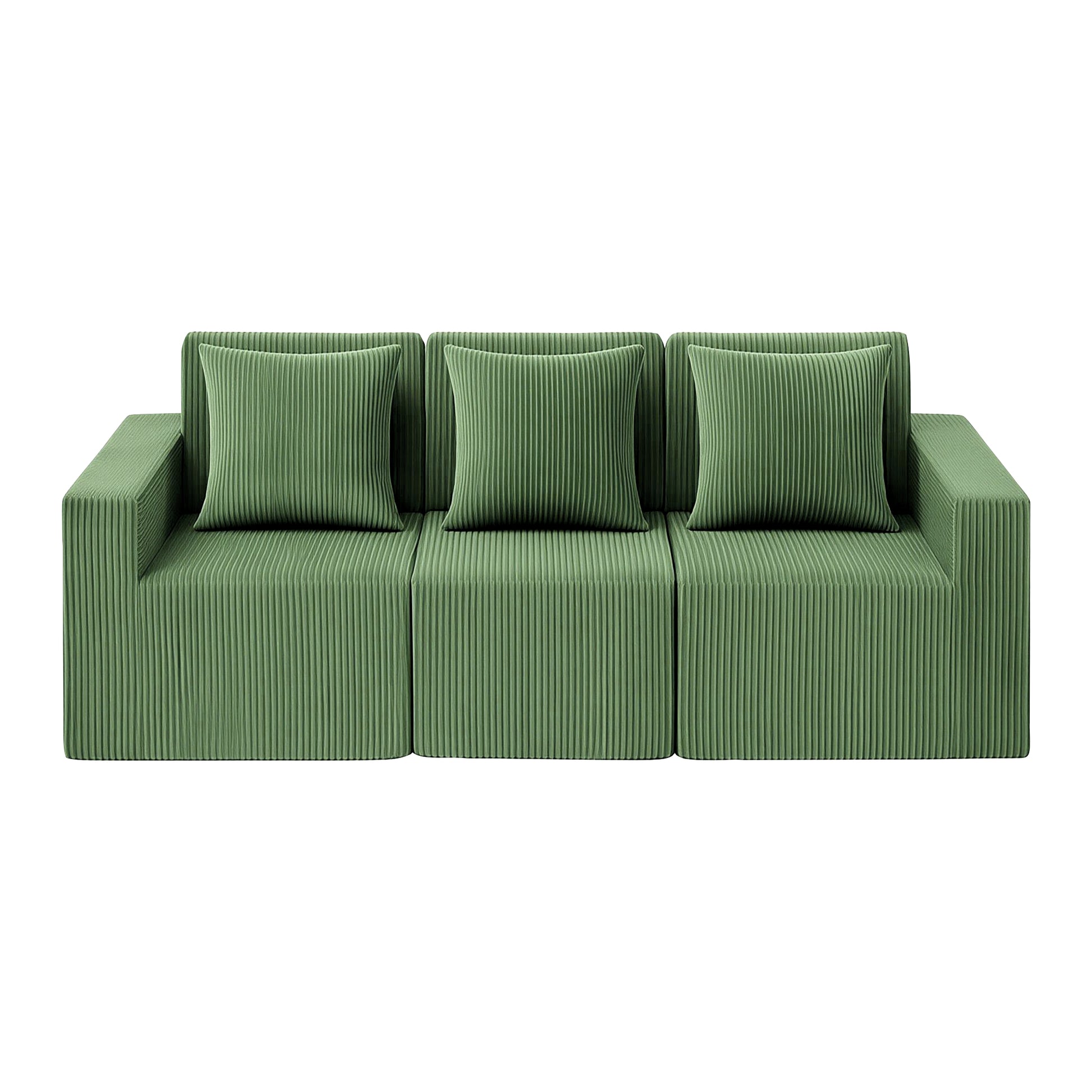 Artiss Modular 3-Seater Sofa Bed Convertible Sectional Floor Couch with Deep Seat SB-B-SOFA-3SEAT-GN
