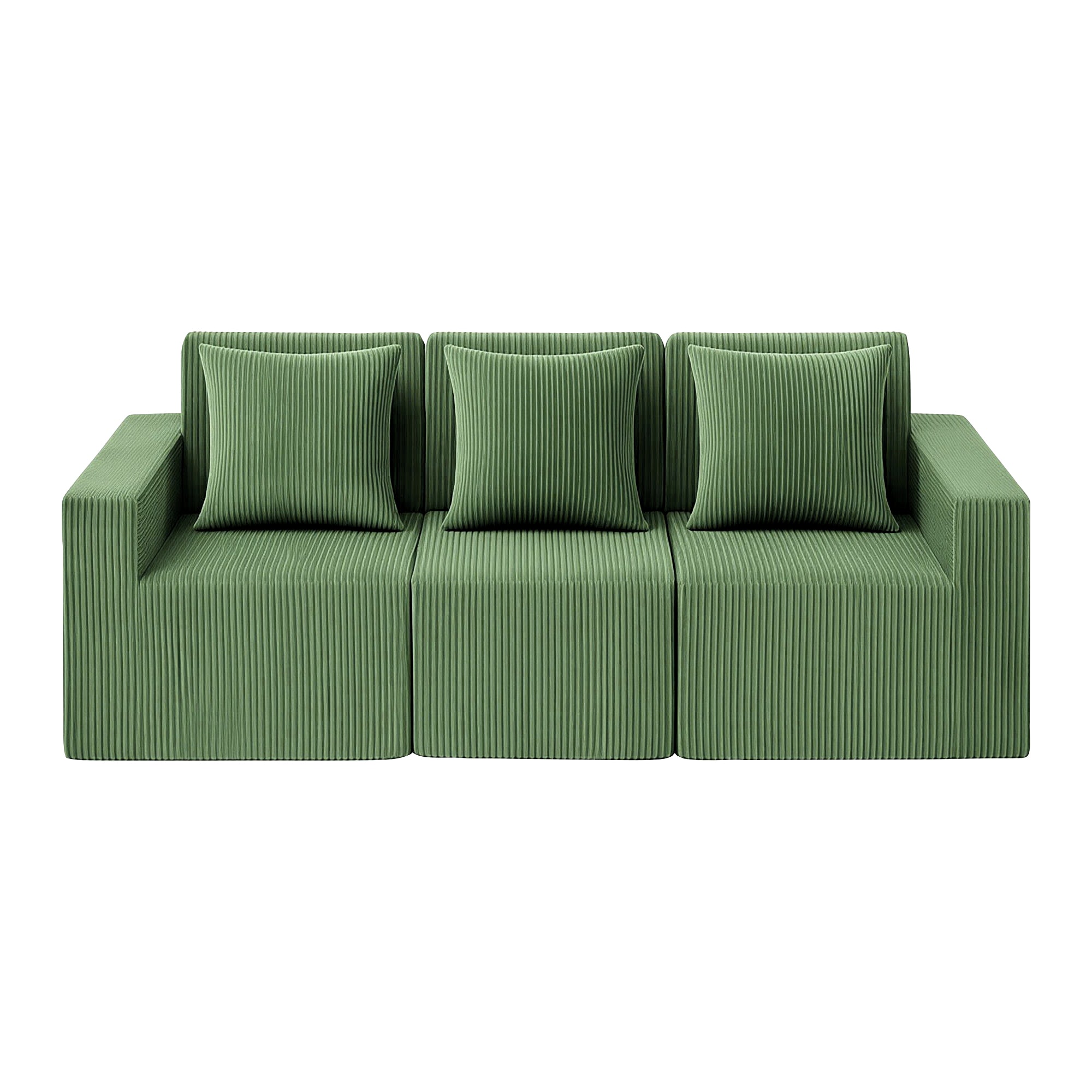 Artiss Modular 3-Seater Sofa Bed Convertible Sectional Floor Couch with Deep Seat SB-B-SOFA-3SEAT-GN