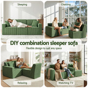 Artiss Modular 3-Seater Sofa Bed Convertible Sectional Floor Couch with Deep Seat SB-B-SOFA-3SEAT-GN