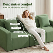 Artiss Modular 3-Seater Sofa Bed Convertible Sectional Floor Couch with Deep Seat SB-B-SOFA-3SEAT-GN