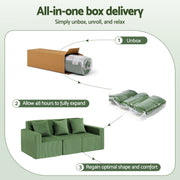 Artiss Modular 3-Seater Sofa Bed Convertible Sectional Floor Couch with Deep Seat SB-B-SOFA-3SEAT-GN