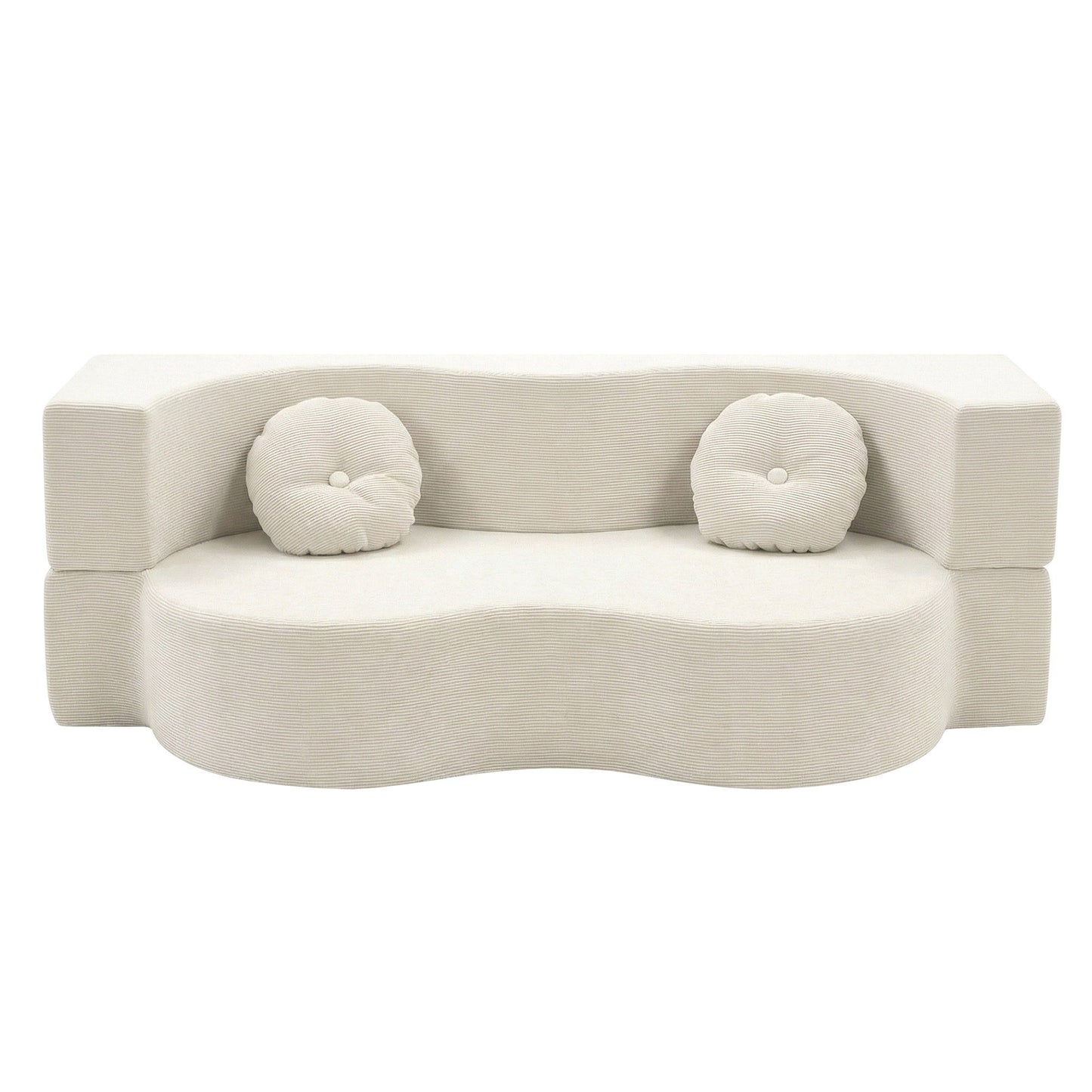 Artiss Folding Sofa Bed Floor Couch 2-in-1 Convertible Futon Loveseat Beige SB-B-SOFA-FD-BG