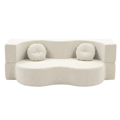 Artiss Folding Sofa Bed Floor Couch 2-in-1 Convertible Futon Loveseat Beige SB-B-SOFA-FD-BG