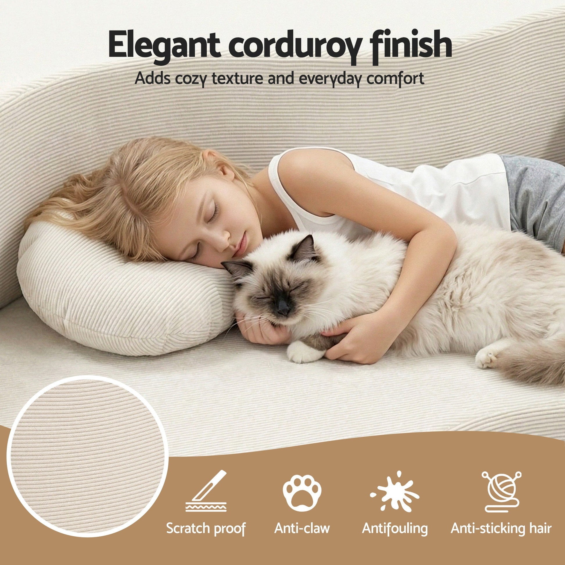 Artiss Folding Sofa Bed Floor Couch 2-in-1 Convertible Futon Loveseat Beige SB-B-SOFA-FD-BG