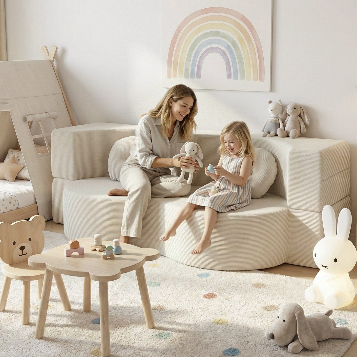 Artiss Folding Sofa Bed Floor Couch 2-in-1 Convertible Futon Loveseat Beige SB-B-SOFA-FD-BG