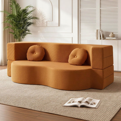 Artiss Folding Sofa Bed Floor Couch 2-in-1 Convertible Futon Loveseat Orange SB-B-SOFA-FD-OR