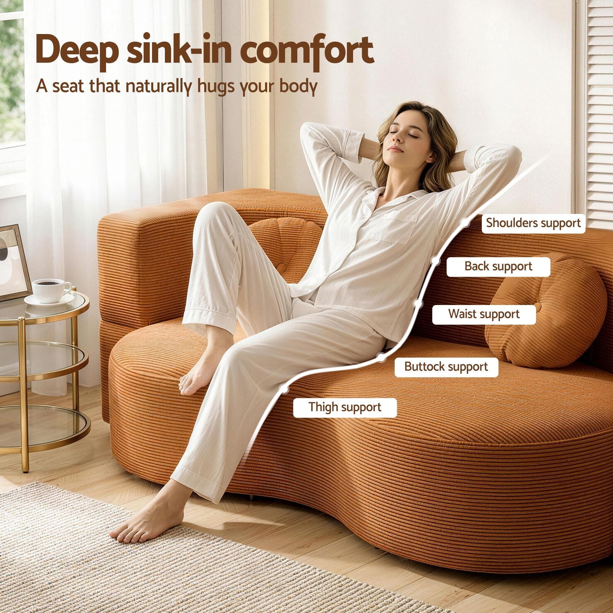 Artiss Folding Sofa Bed Floor Couch 2-in-1 Convertible Futon Loveseat Orange