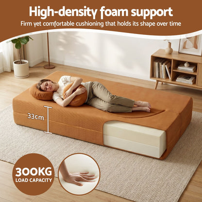 Artiss Folding Sofa Bed Floor Couch 2-in-1 Convertible Futon Loveseat Orange SB-B-SOFA-FD-OR