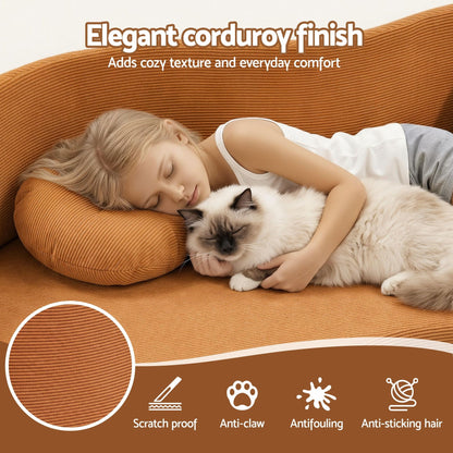 Artiss Folding Sofa Bed Floor Couch 2-in-1 Convertible Futon Loveseat Orange SB-B-SOFA-FD-OR