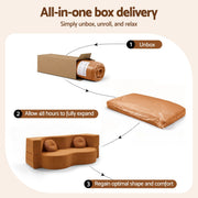 Artiss Folding Sofa Bed Floor Couch 2-in-1 Convertible Futon Loveseat Orange