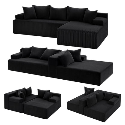 Artiss Modular Sectional Sofa Bed Convertible L-Shaped Couch with Deep Seat for Living Room SB-B-SOFA-L-BK-AB