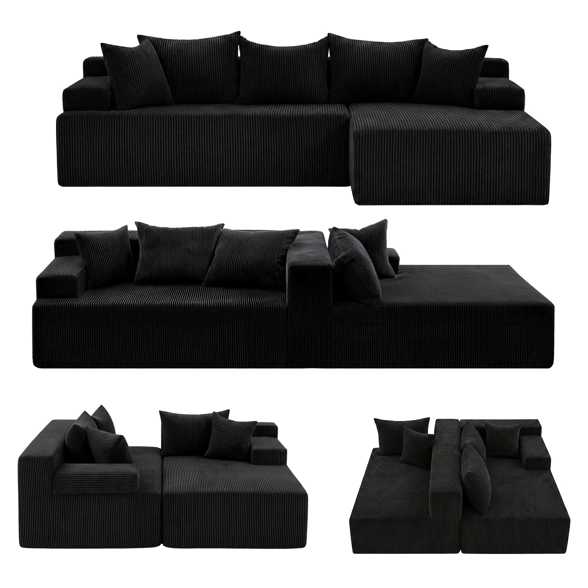 Artiss Modular Sectional Sofa Bed Convertible L-Shaped Couch with Deep Seat for Living Room SB-B-SOFA-L-BK-AB
