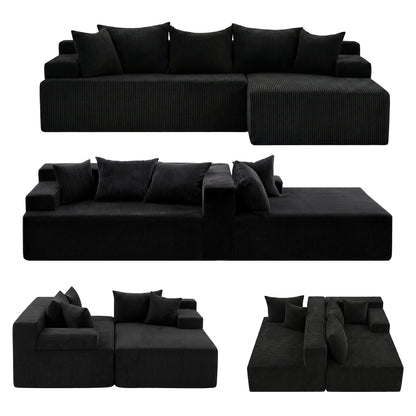 Artiss Modular Sectional Sofa Bed Convertible L-Shaped Couch with Deep Seat for Living Room SB-B-SOFA-L-BK-AB