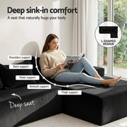 Artiss Modular Sectional Sofa Bed Convertible L-Shaped Couch with Deep Seat for Living Room SB-B-SOFA-L-BK-AB