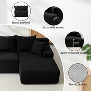 Artiss Modular Sectional Sofa Bed Convertible L-Shaped Couch with Deep Seat for Living Room SB-B-SOFA-L-BK-AB