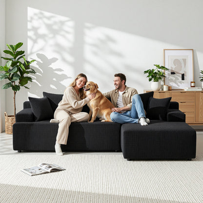 Artiss Modular Sectional Sofa Bed Convertible L-Shaped Couch with Deep Seat for Living Room SB-B-SOFA-L-BK-AB