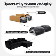Artiss Modular Sectional Sofa Bed Convertible L-Shaped Couch with Deep Seat for Living Room SB-B-SOFA-L-BK-AB