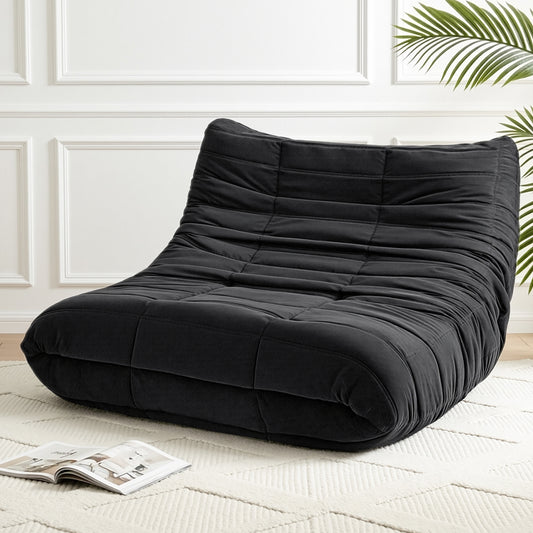 Artiss Lazy Sofa 2 Seaters Accent Caterpillar Chair Floor Couch Armless Lounge SB-B-TWIN-LZSF-BK