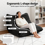Artiss Lazy Sofa 2 Seaters Accent Caterpillar Chair Floor Couch Armless Lounge SB-B-TWIN-LZSF-BK