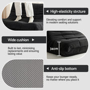 Artiss Lazy Sofa 2 Seaters Accent Caterpillar Chair Floor Couch Armless Lounge SB-B-TWIN-LZSF-BK