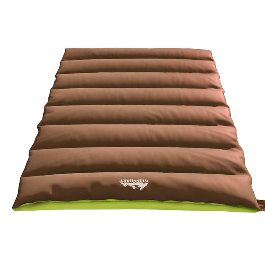 Weisshorn Sleeping Bag Double Bags Thermal Camping Hiking Tent Brown -5 degrees C SB-C-Q-220-BR