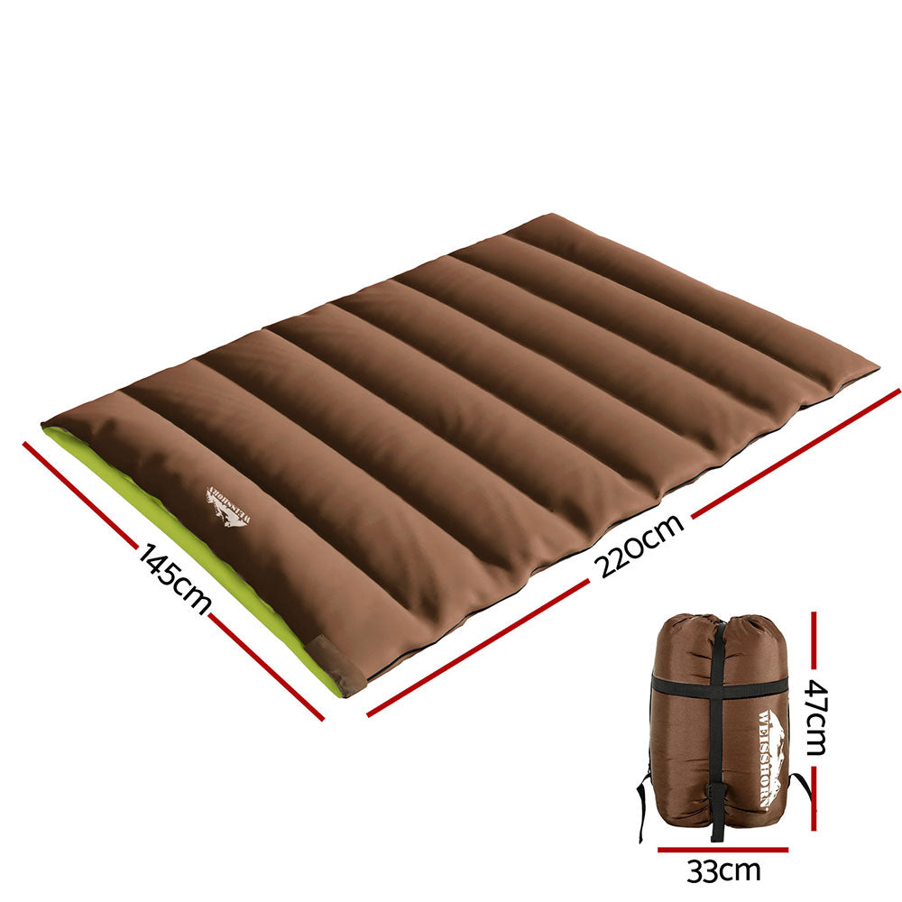 Weisshorn Sleeping Bag Double Bags Thermal Camping Hiking Tent Brown -5 degrees C SB-C-Q-220-BR