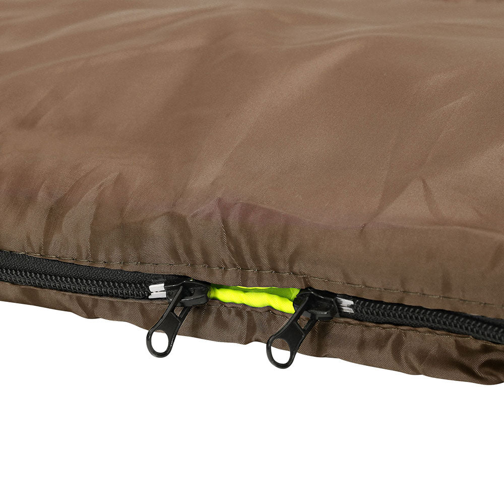 Weisshorn Sleeping Bag Double Bags Thermal Camping Hiking Tent Brown -5 degrees C SB-C-Q-220-BR