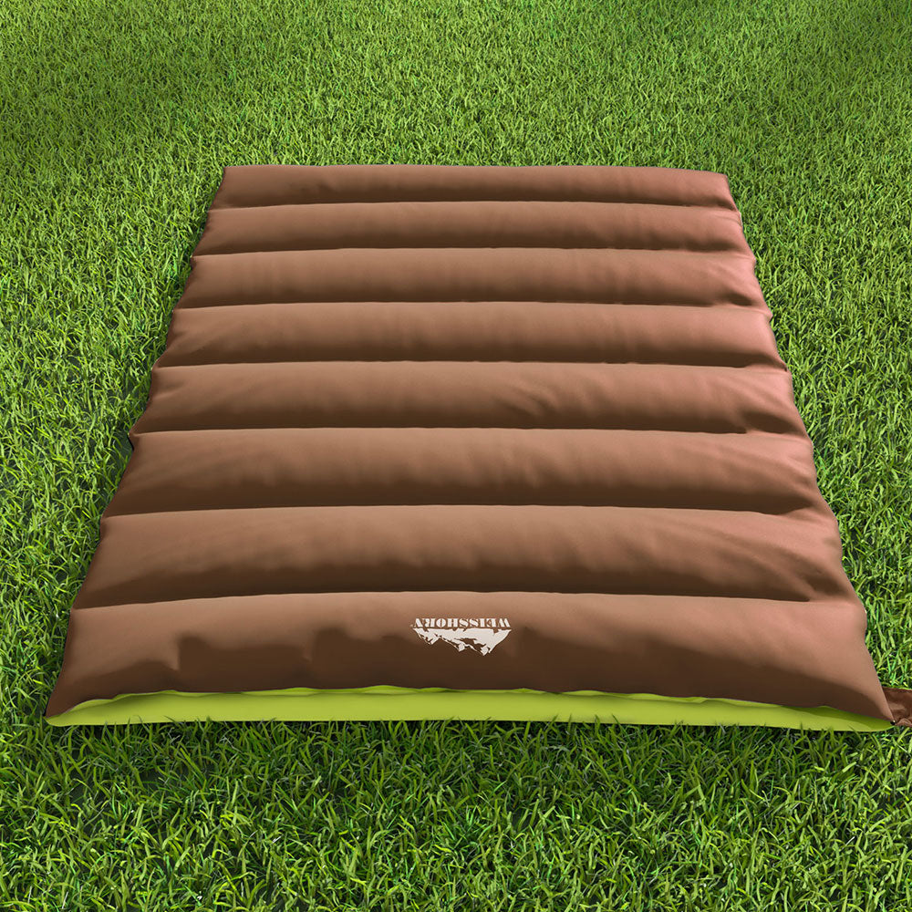 Weisshorn Sleeping Bag Double Bags Thermal Camping Hiking Tent Brown -5 degrees C SB-C-Q-220-BR