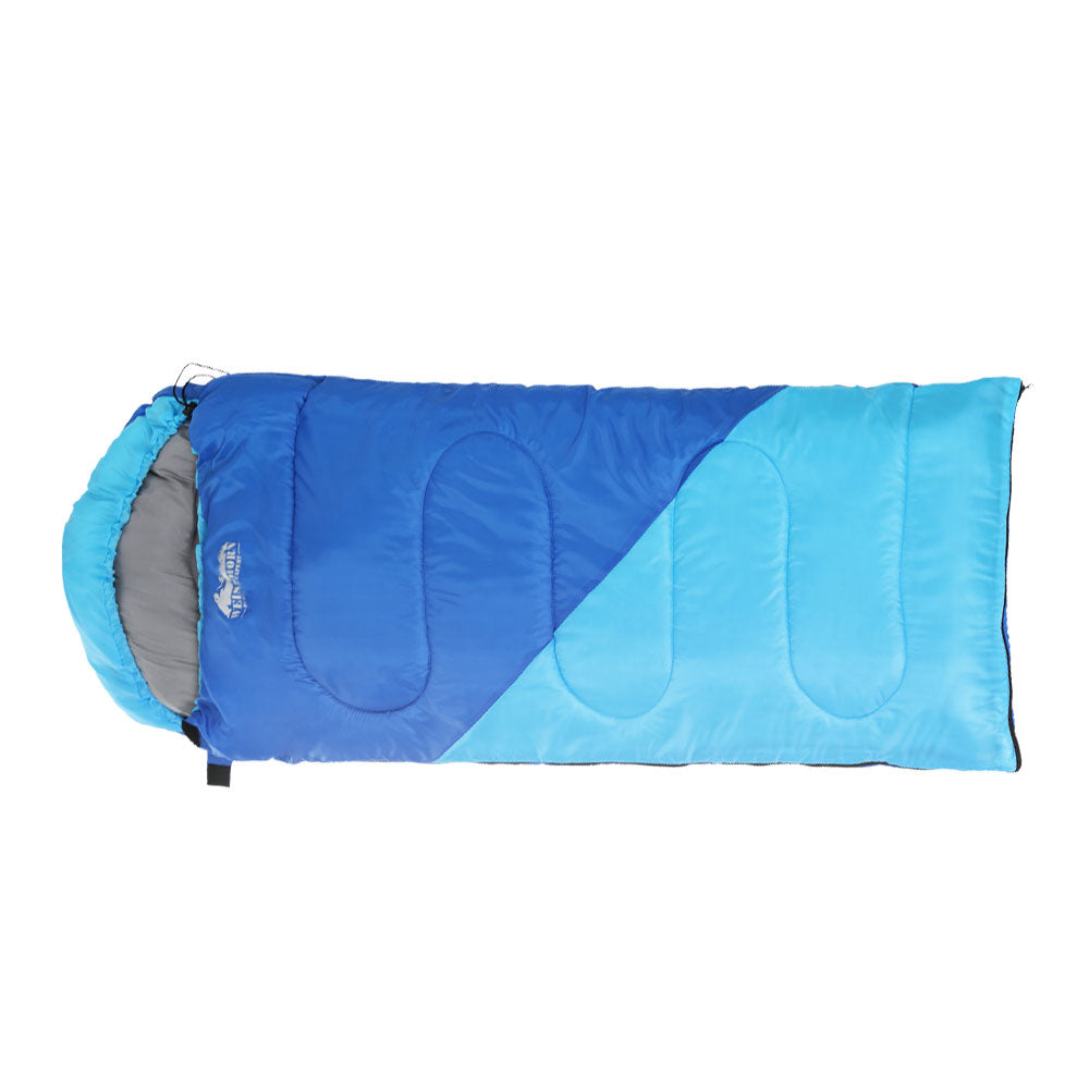 Weisshorn Sleeping Bag Kids Single 172cm Thermal Camping Hiking Blue SB-CHILD-L-BL