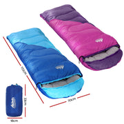 Weisshorn Sleeping Bag Set of 2 Kids Single 172cm Thermal Camping Hiking SB-CHILD-L-BLPK