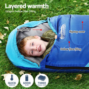 Weisshorn Sleeping Bag Set of 2 Kids Single 172cm Thermal Camping Hiking SB-CHILD-L-BLPK
