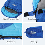 Weisshorn Sleeping Bag Set of 2 Kids Single 172cm Thermal Camping Hiking SB-CHILD-L-BLPK