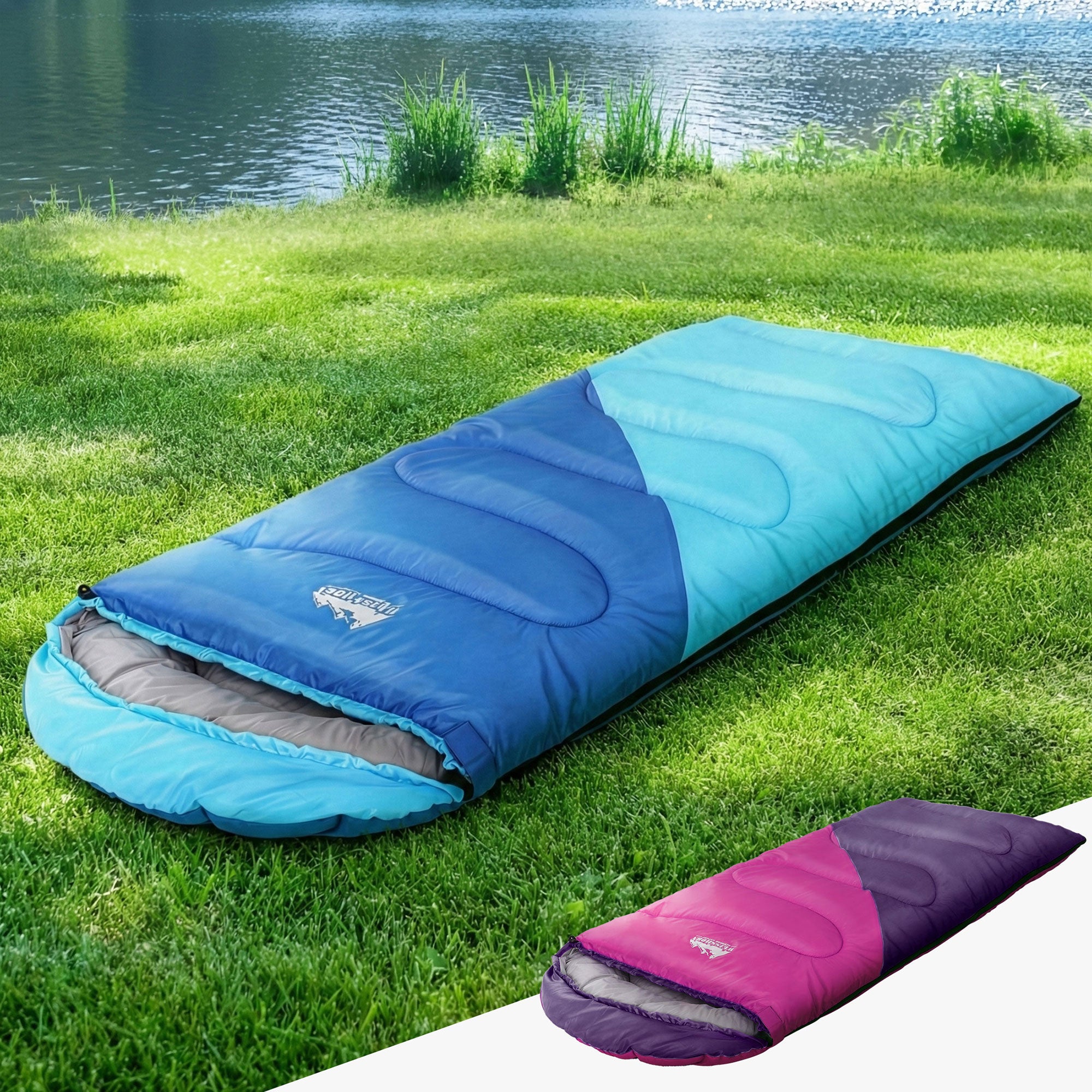 Weisshorn Sleeping Bag Set of 2 Kids Single 172cm Thermal Camping Hiking SB-CHILD-L-BLPK