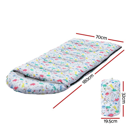 Weisshorn Sleeping Bag Kids Single Bags 180cm Thermal Camping Hiking White SB-CHILD-L-CT-WH
