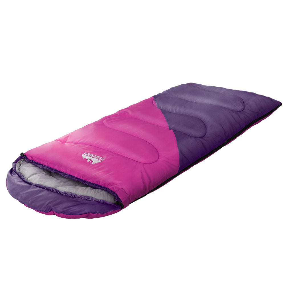 Weisshorn Sleeping Bag Kids Single 172cm Thermal Camping Hiking Pink SB-CHILD-L-PK