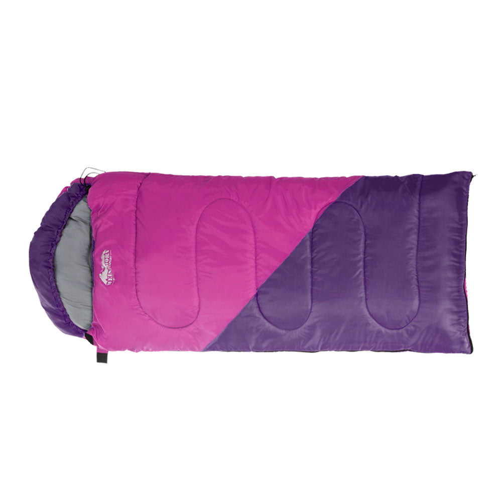 Weisshorn Sleeping Bag Kids Single 172cm Thermal Camping Hiking Pink SB-CHILD-L-PK