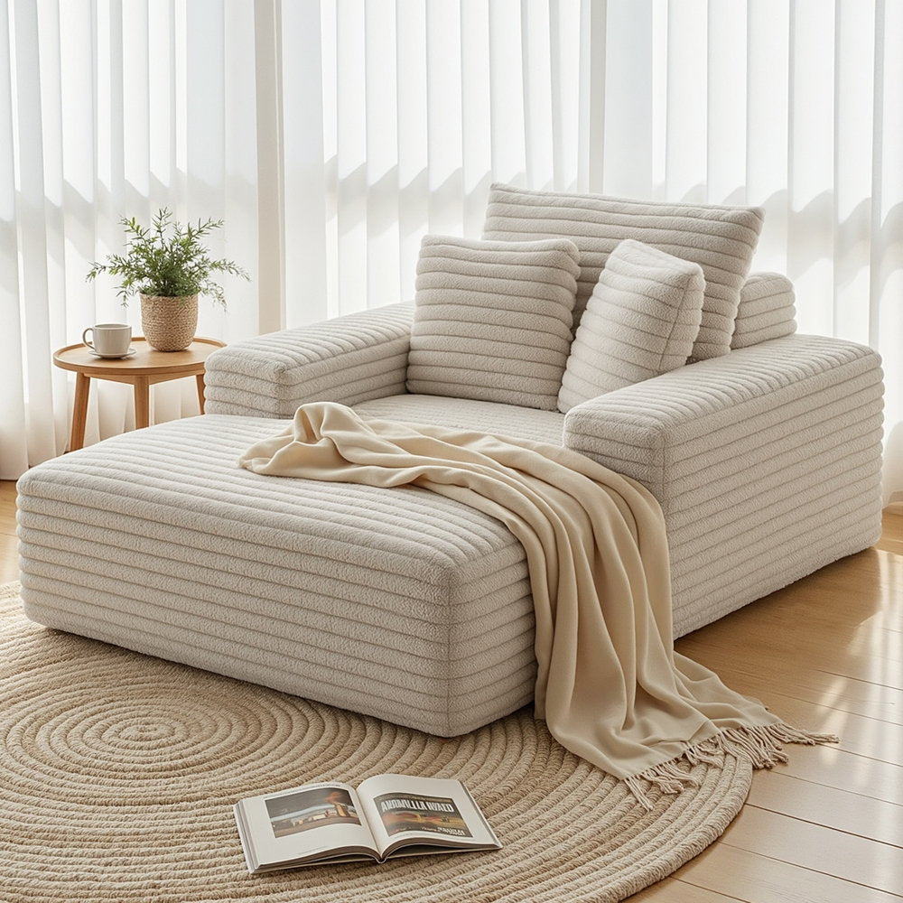 Artiss Sofa Bed Lounge Chair Recliner Couch Reading Chairs Sleeper Cloud Sofas Faux Fur Fabric SB-COMP-CHA-BG