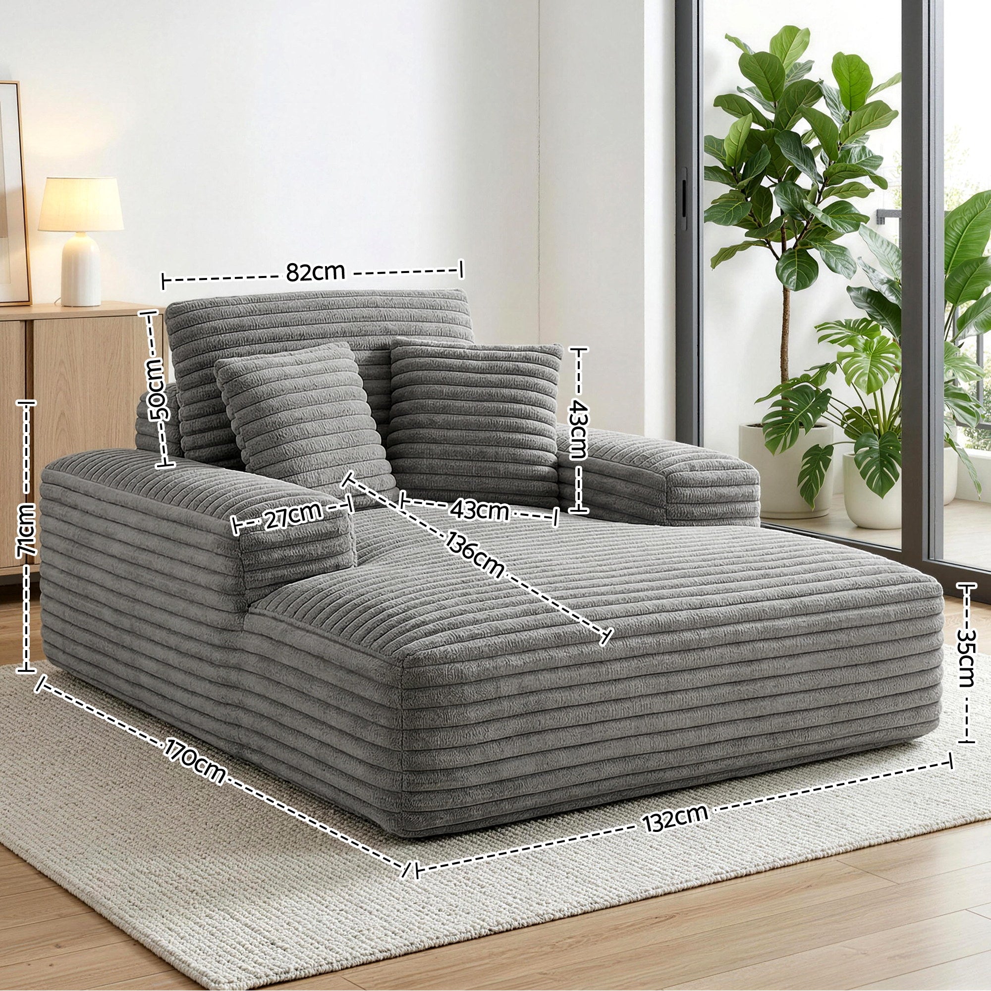 Artiss Sofa Bed Lounge Chair Recliner Couch Reading Chairs Sleeper Cloud Sofas SB-COMP-CHA-GREY