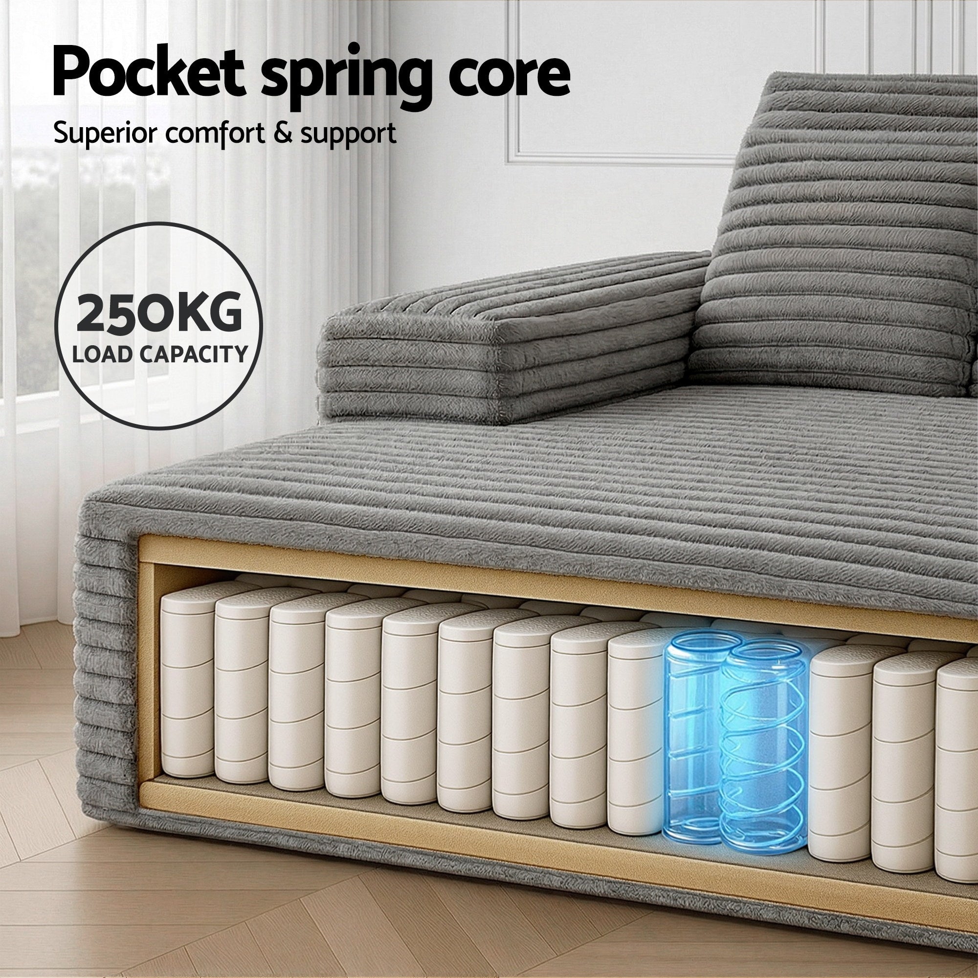 Artiss Sofa Bed Lounge Chair Recliner Couch Reading Chairs Sleeper Cloud Sofas SB-COMP-CHA-GREY