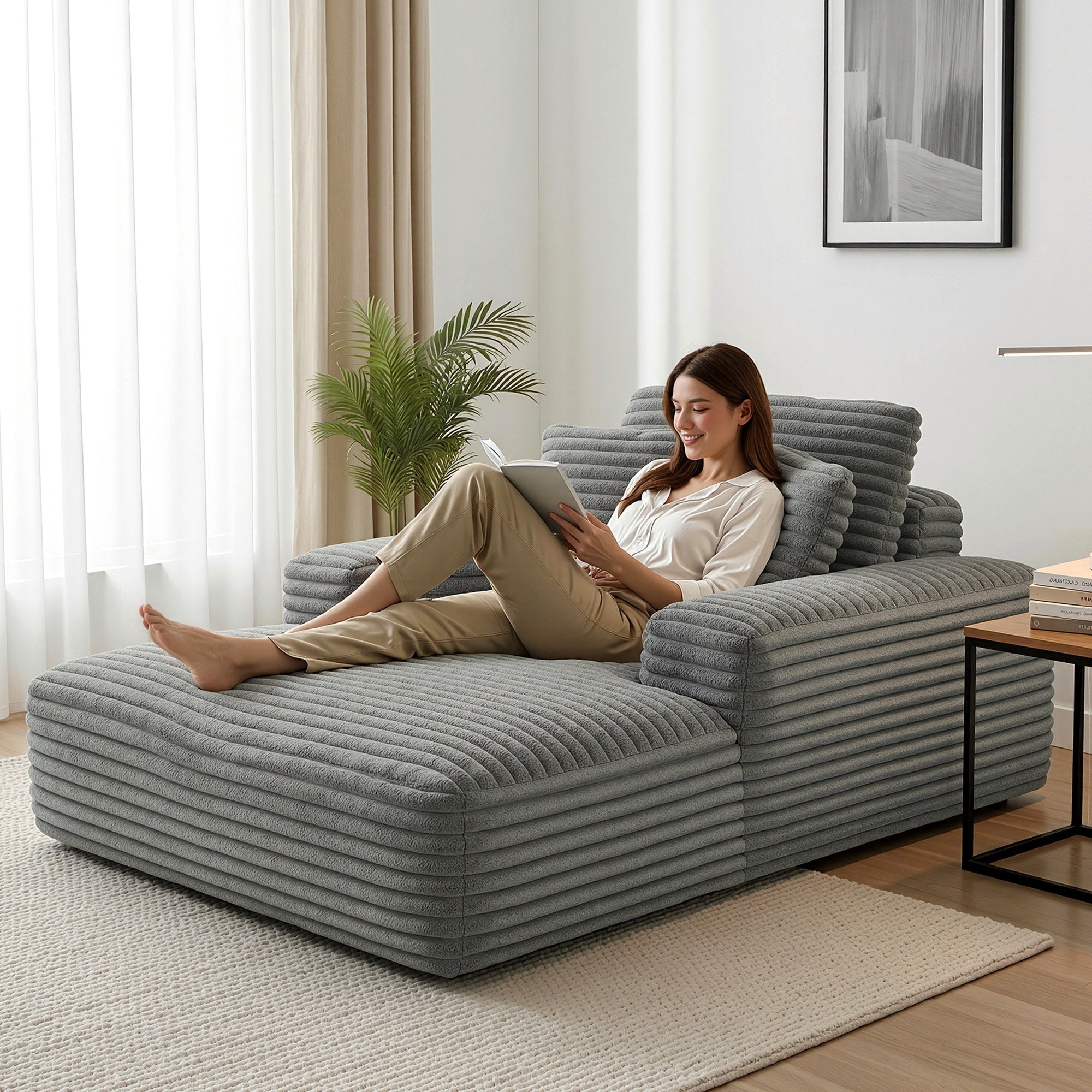 Artiss Sofa Bed Lounge Chair Recliner Couch Reading Chairs Sleeper Cloud Sofas SB-COMP-CHA-GREY