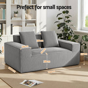 Artiss 2 Seater Sofa Loveseat Sofas Bed Couch No Assembly Corduroy Small Couches Apartement SB-COMP-CHA-GY