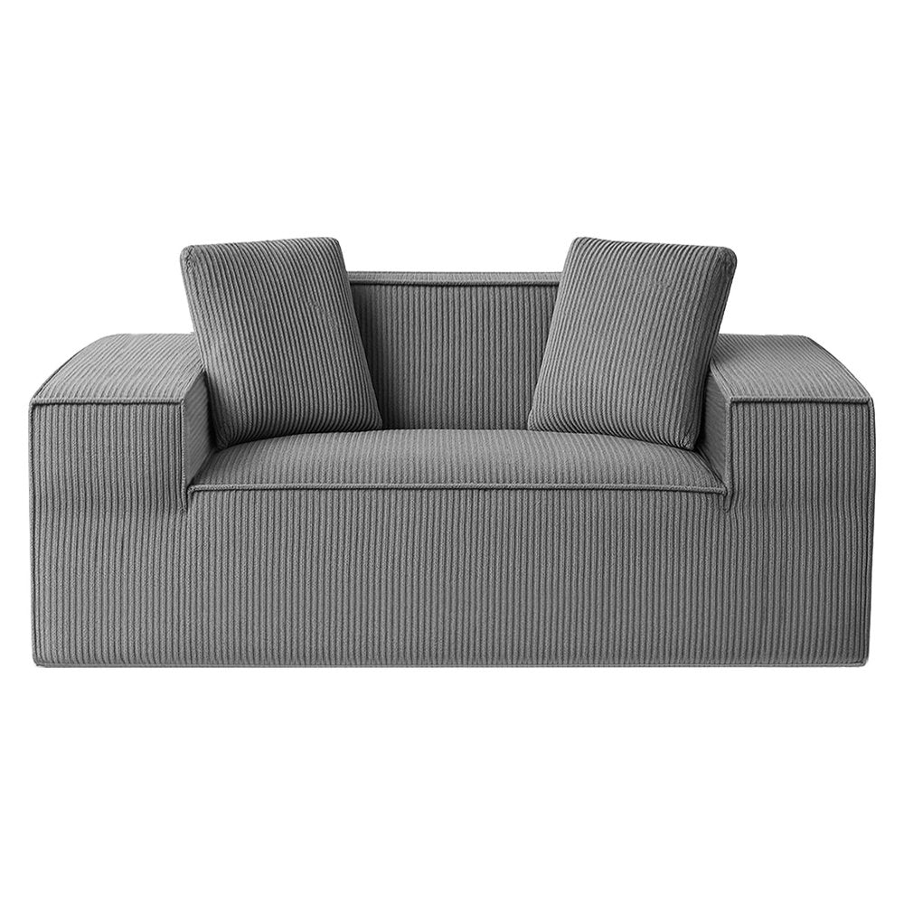 Artiss 2 Seater Sofa Loveseat Sofas Bed Couch No Assembly Corduroy Small Couches Apartement SB-COMP-CHA-GY